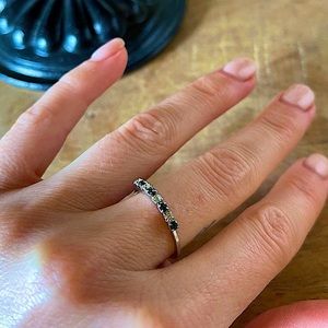 NEW faux blue sapphire and white topaz dainty  ring Sz 7